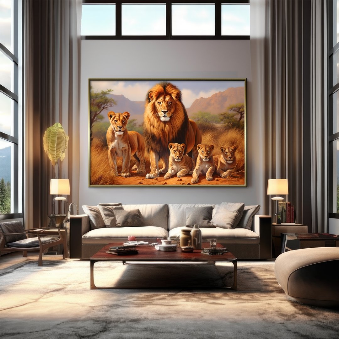 Quadros Decorativos Mosaico 5 Peças O Rei e o Leão 115x60 – Edel Quadros