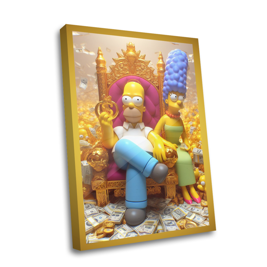 Quadro Decorativo  - Homer e Marge no trono