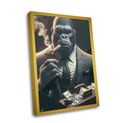 Quadro Decorativo  - Gorila com dinheiro