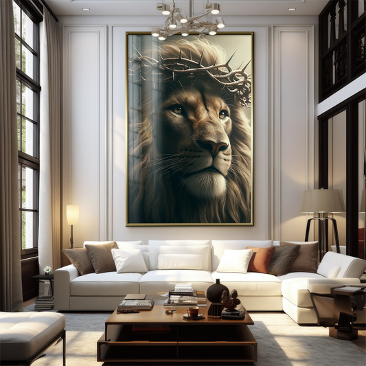 Quadro Decorativo  - Leão com coroa de espinhos