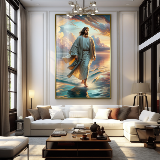 Quadro Decorativo  - Jesus sob o mar