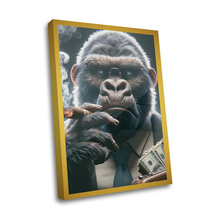 Quadro Decorativo  - Gorila com dinheiro 2