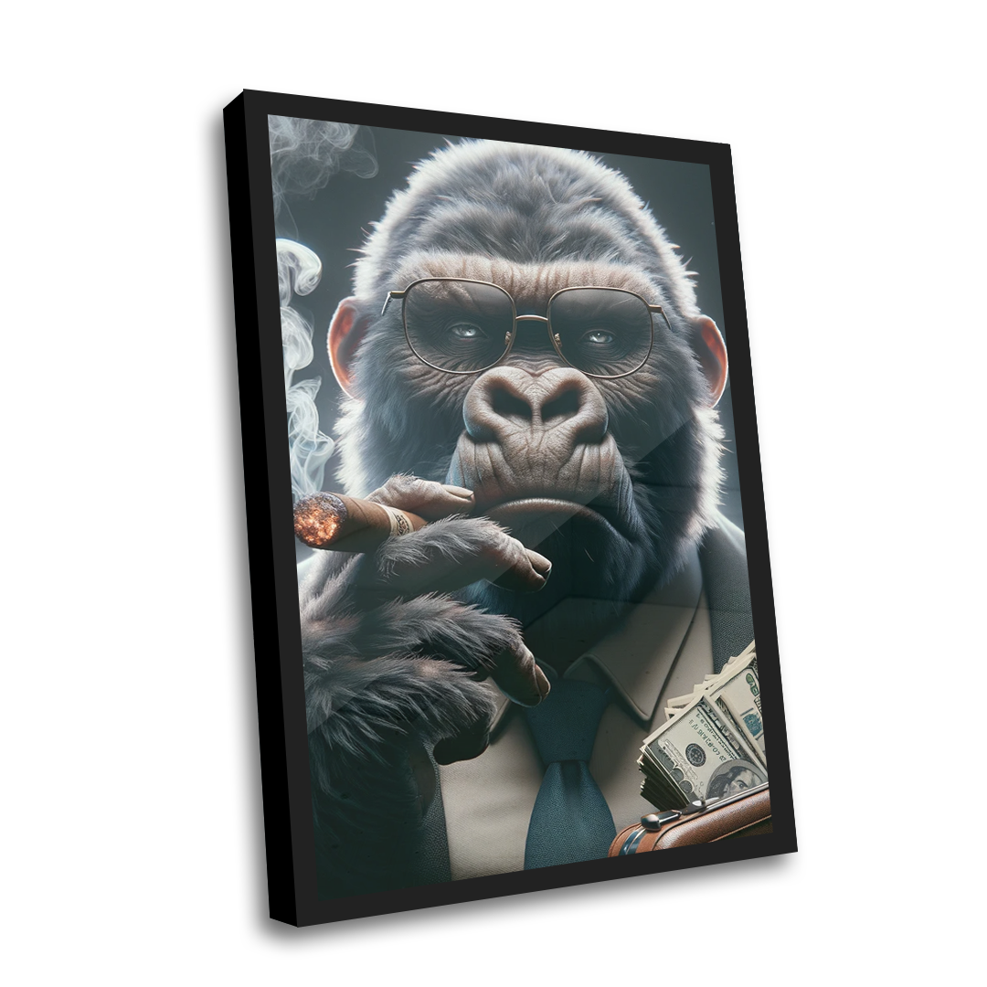 Quadro Decorativo  - Gorila com dinheiro 2