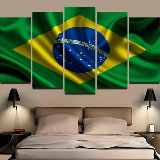 Quadros Decorativos Mosaico 5 Peças Brasil 115x60