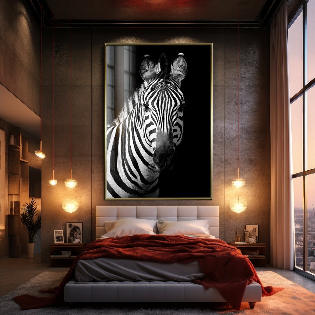 Quadro Decorativo - Zebra fundo preto
