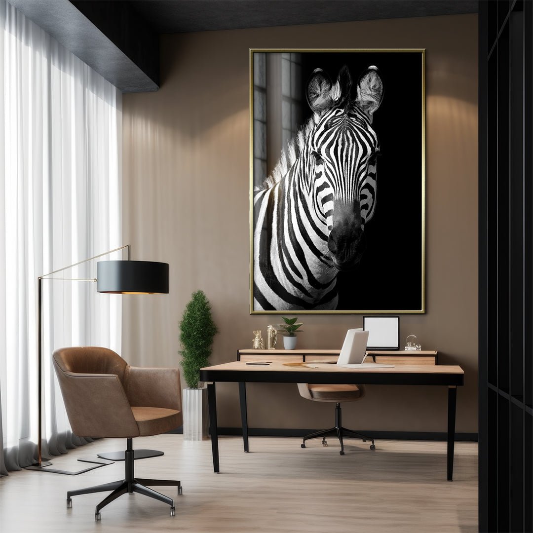 Quadro Decorativo - Zebra fundo preto