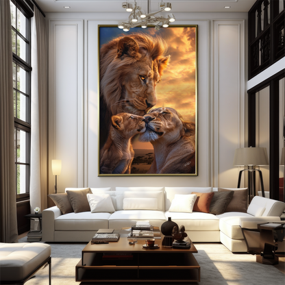Quadro Decorativo  - Lions Family 1 filhote