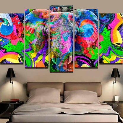 Quadros Decorativos Mosaico 5 Peças Elefante 115x60
