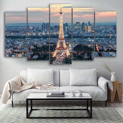 Quadros Decorativos Mosaico 5 Peças Cidade Paris 115x60