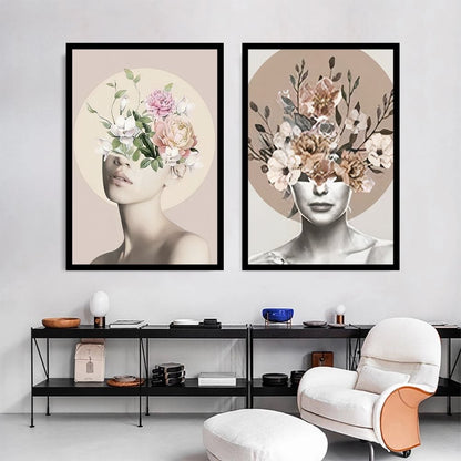 Quadro Decorativo - Duplo Mulher com flor