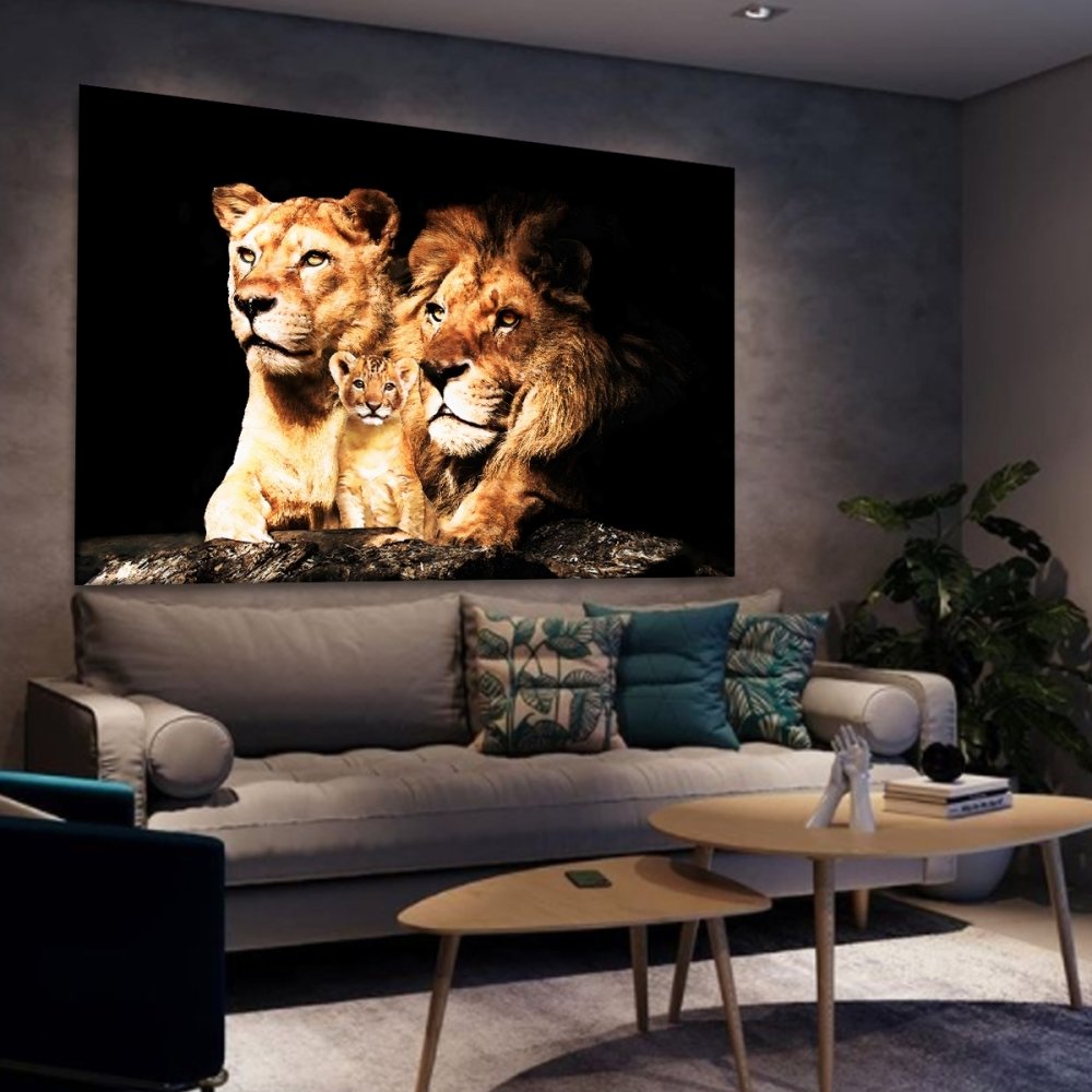 Quadro Decorativo - Família de Leões