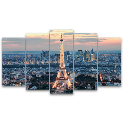 Quadros Decorativos Mosaico 5 Peças Cidade Paris 115x60