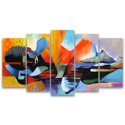 Quadros Decorativos Mosaico 5 Peças Abstrato Aquarela 115x60cm